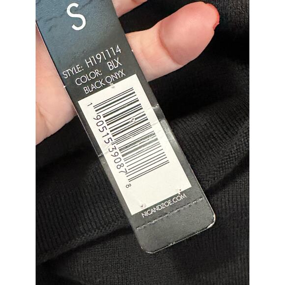 Nic+Zoe Black Flash Of Lace Boat Neck Sweater size small - Picture 5 of 13